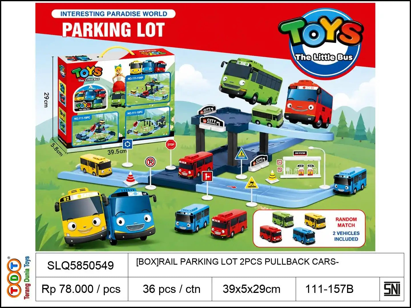 [BOX]RAIL PARKING LOT WITH 2PCS PULLBACK CARS