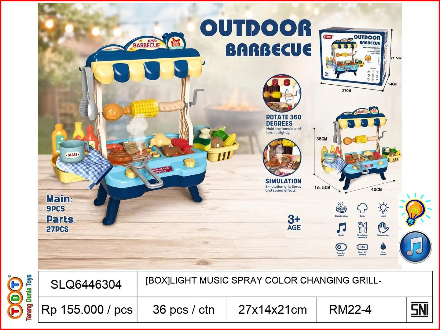 [BOX]LIGHT MUSIC SPRAY COLOR CHANGING GRILL