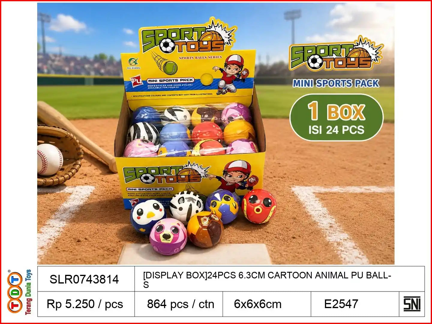 [DISPLAY BOX]24PCS 6.3CM CARTOON ANIMAL PU BALLS