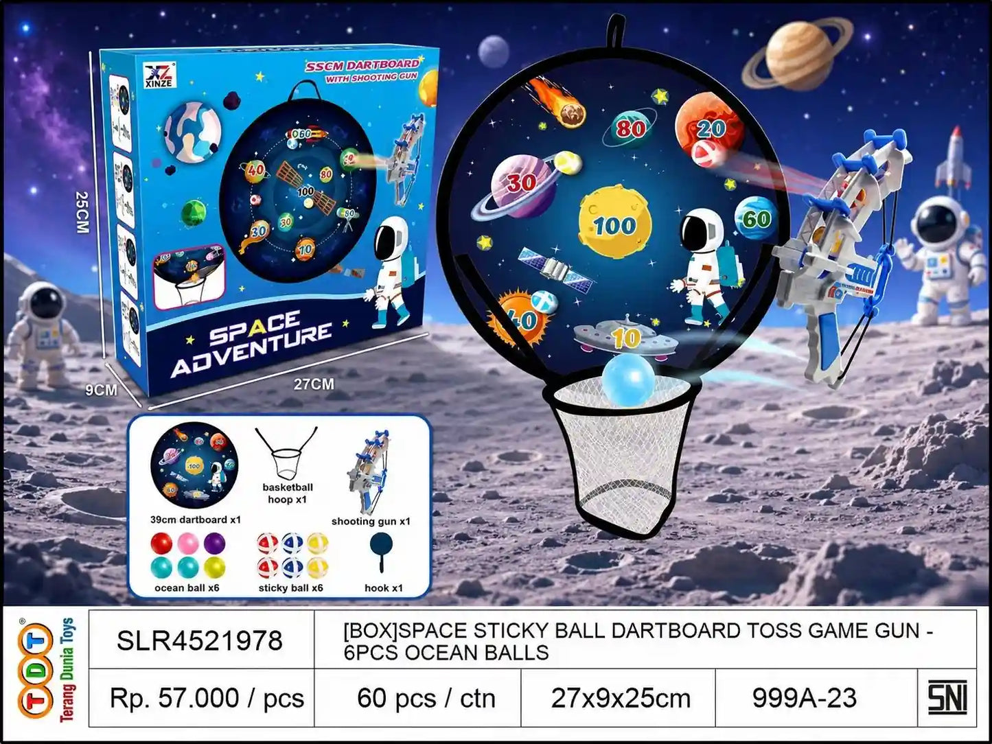 [BOX]SPACE STICKY BALL DARTBOARD TOSS GAME WITH GUN 6PCS OCEAN BALLS