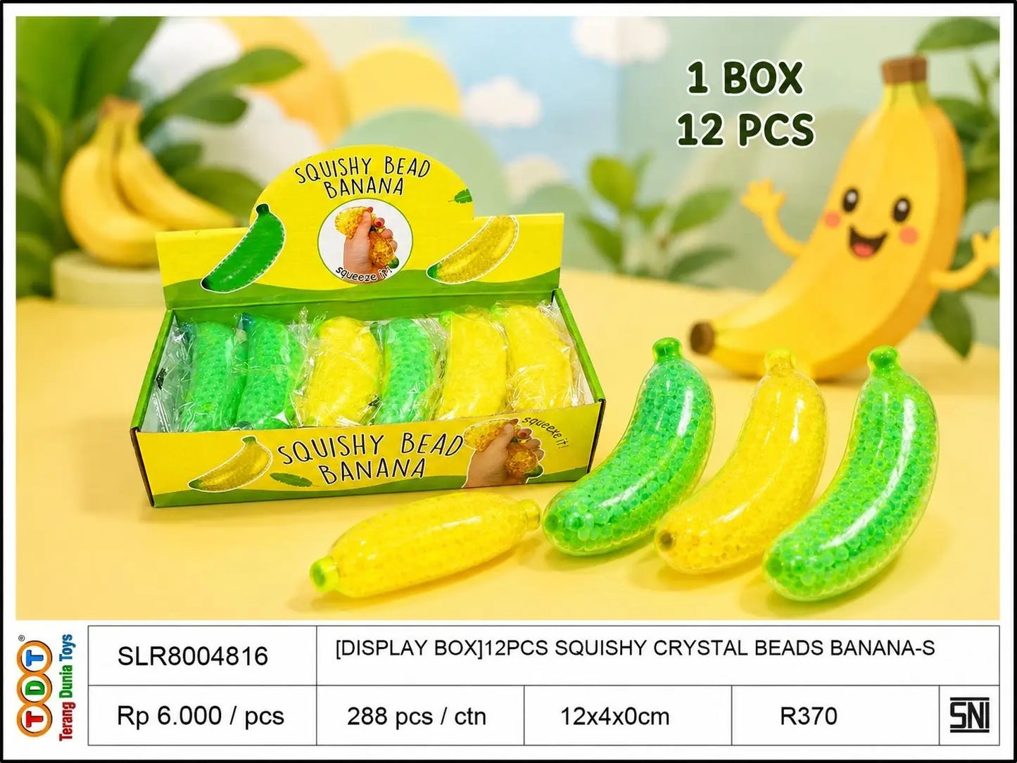 [DISPLAY BOX]12PCS SQUISHY CRYSTAL BEADS BANANAS