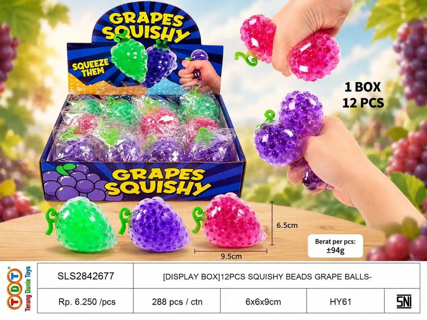 [DISPLAY BOX]12PCS SQUISHY BEADS GRAPE BALLS