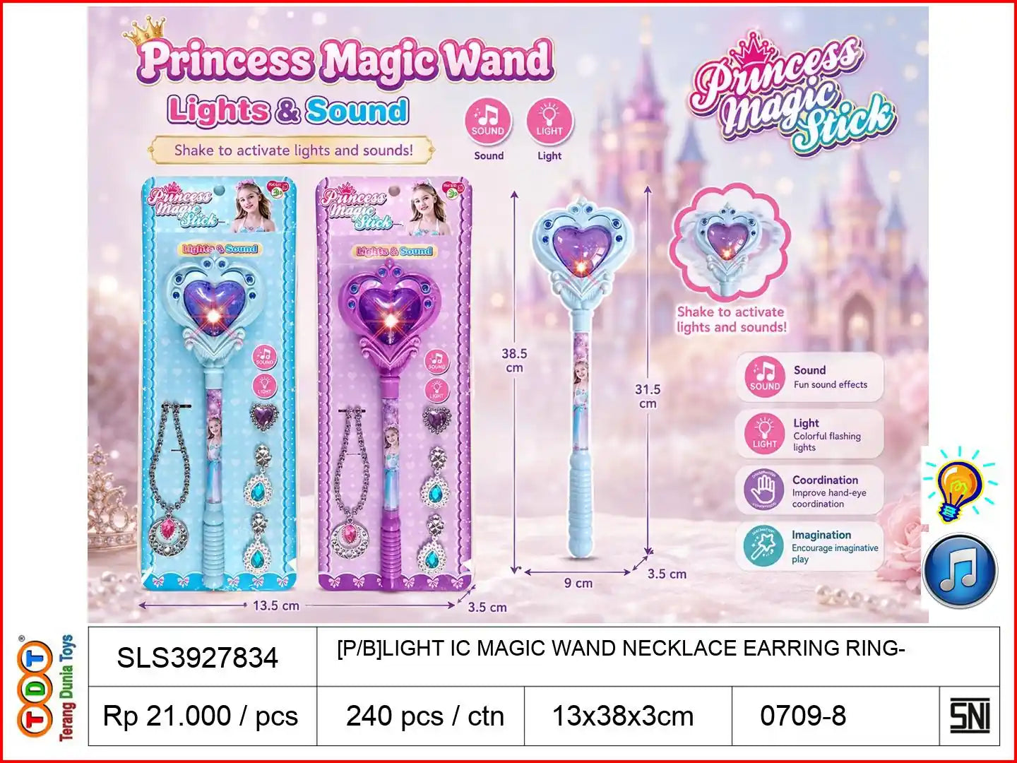 [P/B]LIGHT IC MAGIC WAND WITH NECKLACE EARRING RING
