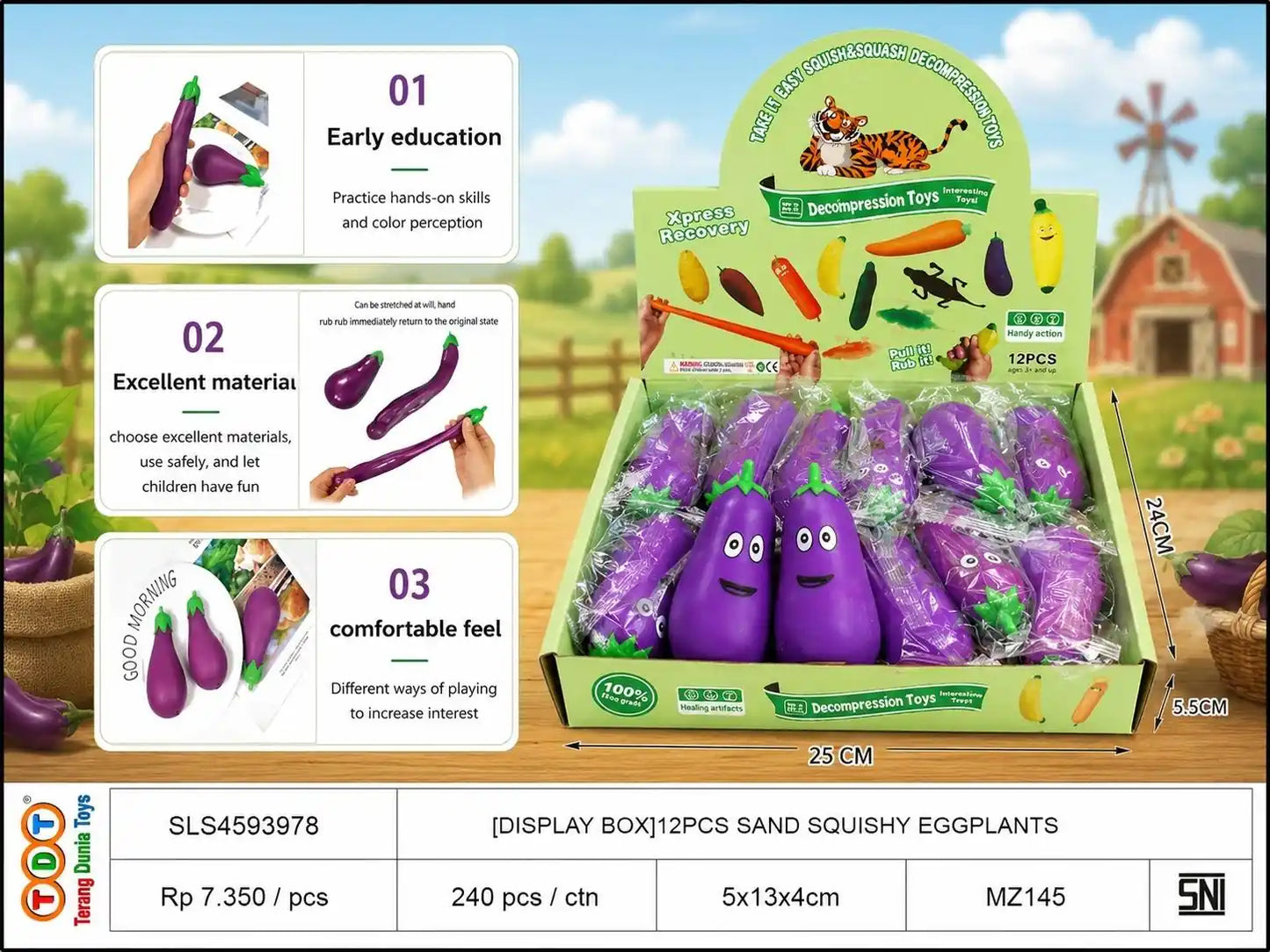 [DISPLAY BOX]12PCS SAND SQUISHY EGGPLANTS