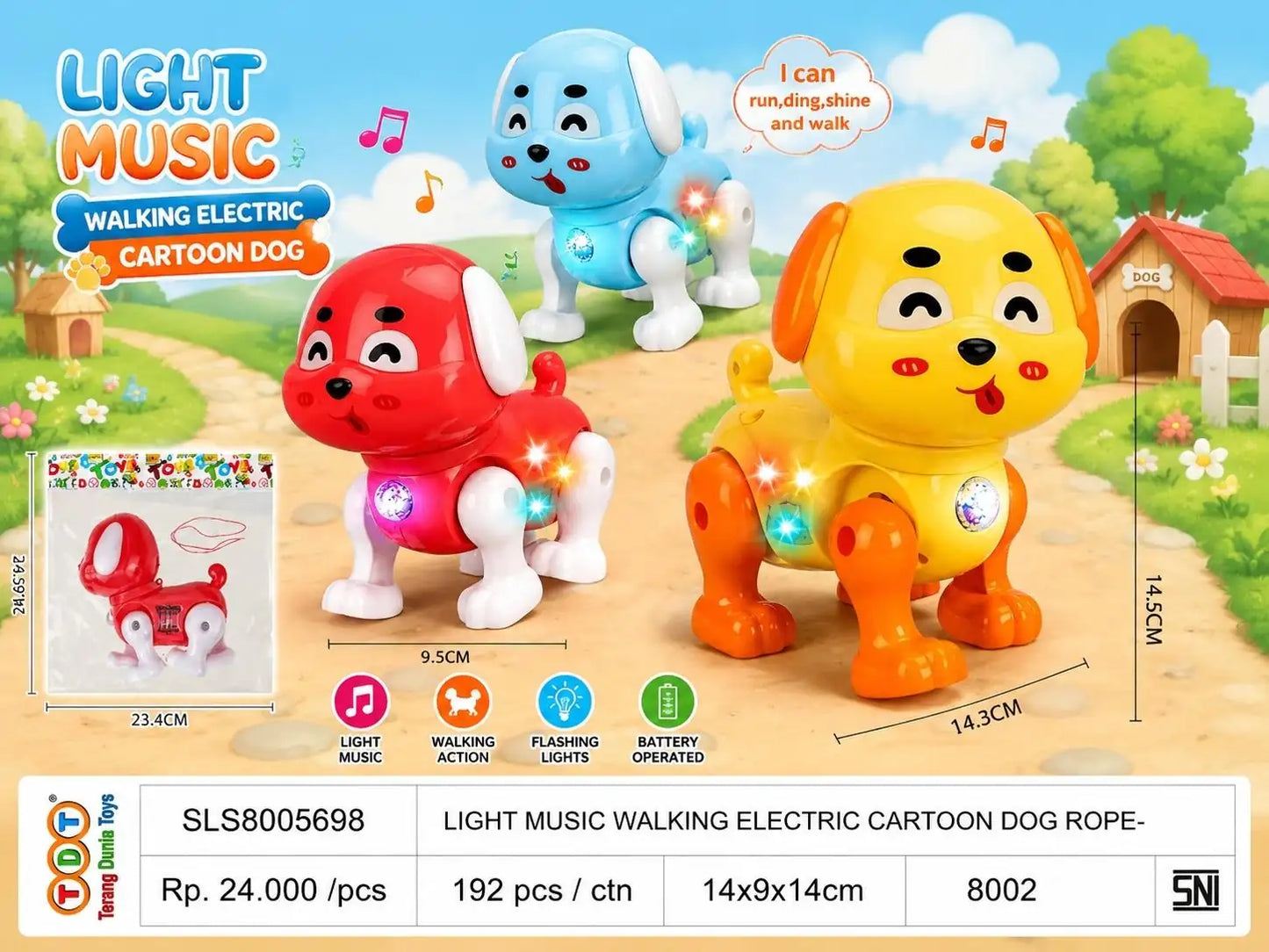 LIGHT MUSIC WALKING ELECTRIC CARTOON DOG WITH ROPE