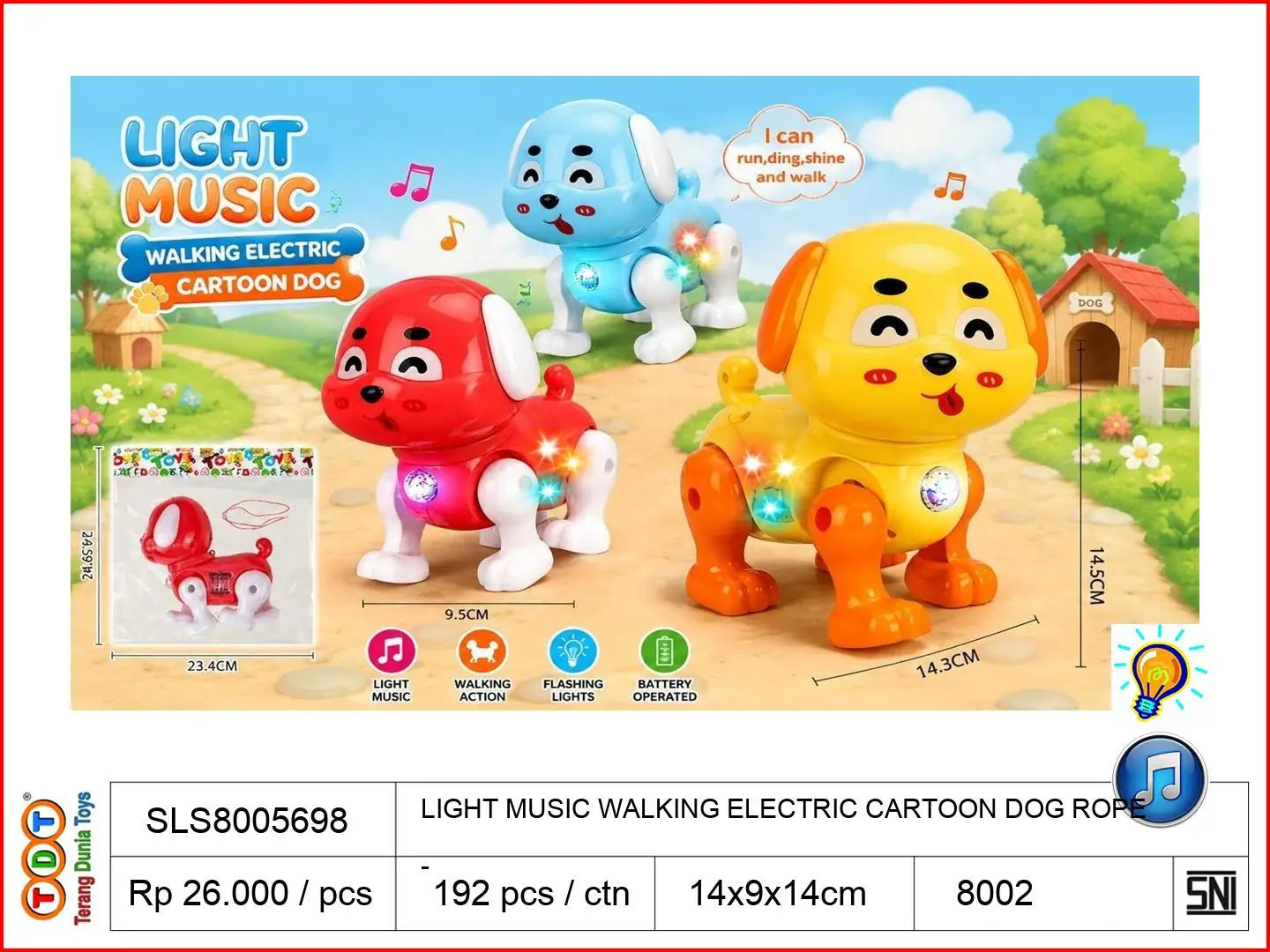 LIGHT MUSIC WALKING ELECTRIC CARTOON DOG WITH ROPE