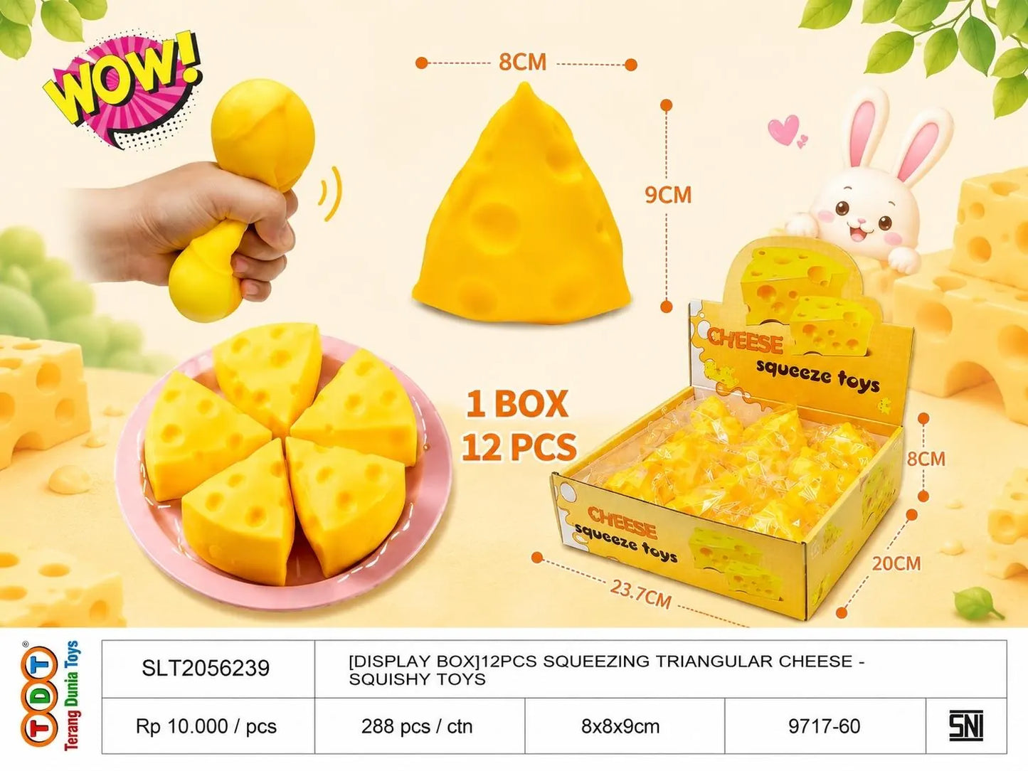 [DISPLAY BOX]12PCS SQUEEZING TRIANGULAR CHEESE SQUISHY TOYS