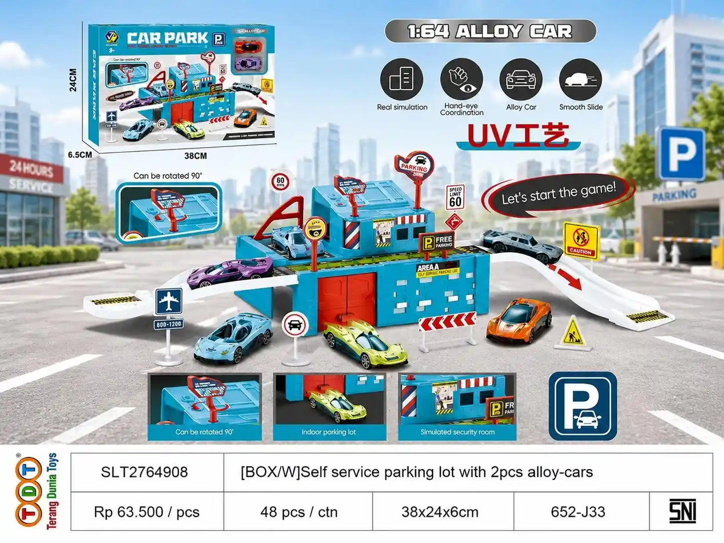 [BOX/W]SELF SERVICE PARKING LOT WITH 2PCS ALLOY CARS