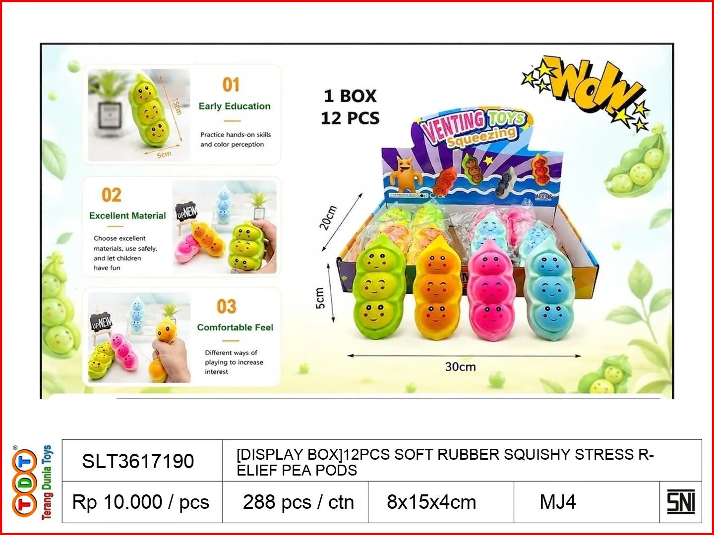 [DISPLAY BOX]12PCS SOFT RUBBER SQUISHY STRESS RELIEF PEA PODS