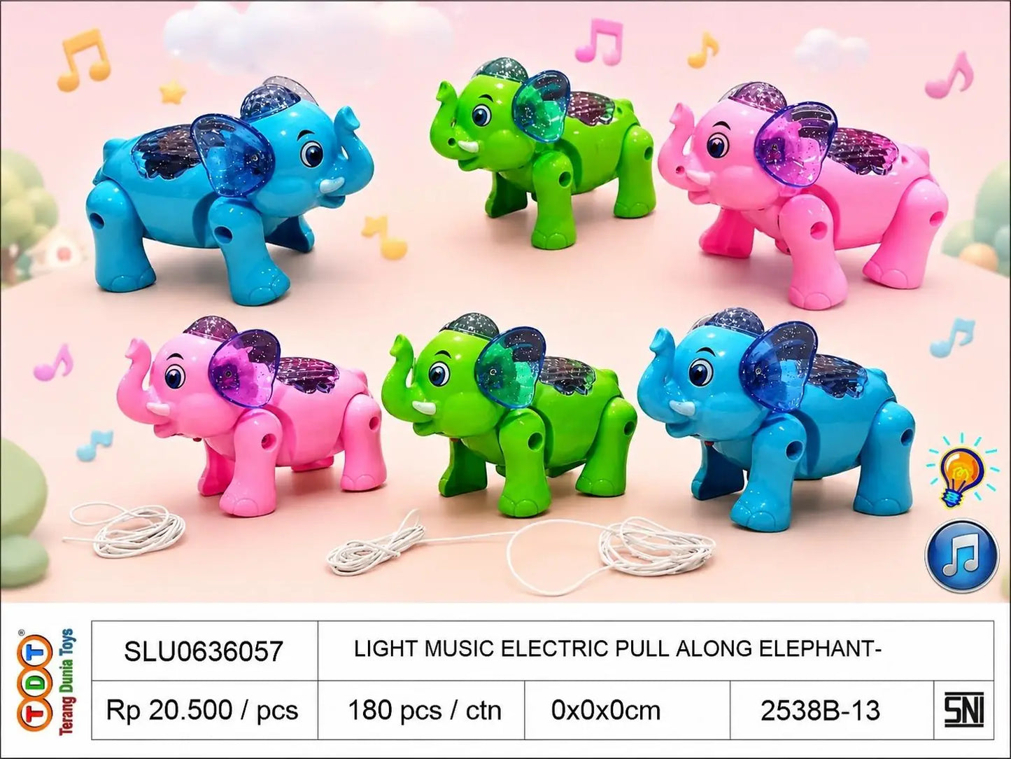 LIGHT MUSIC ELECTRIC PULL ALONG ELEPHANT