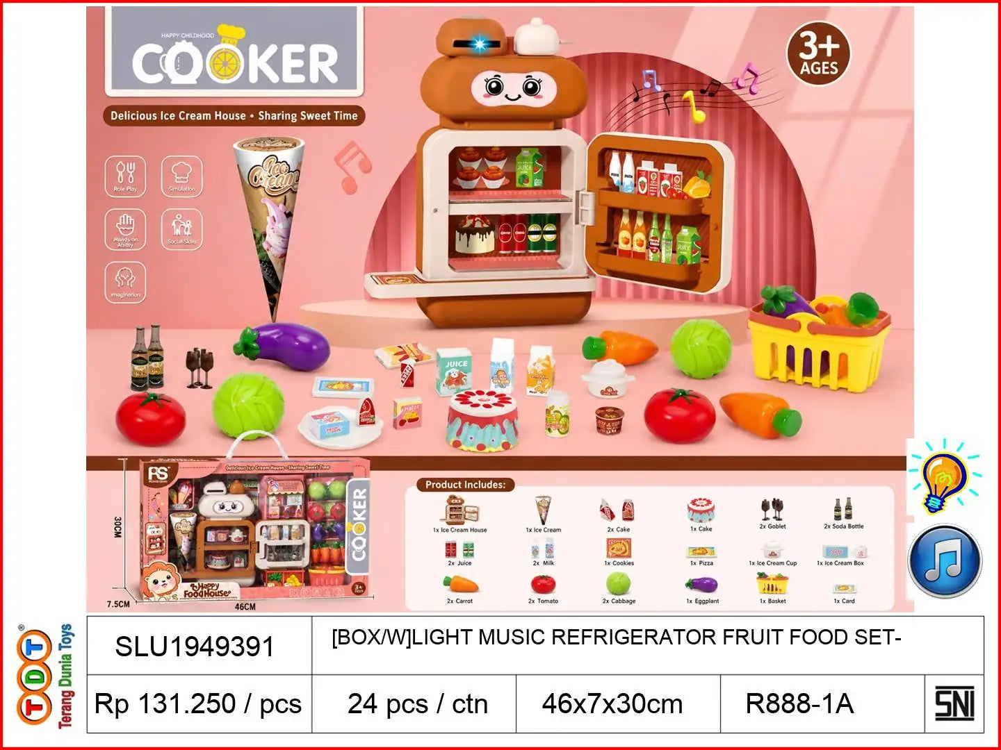 [BOX/W]LIGHT MUSIC REFRIGERATOR FRUIT FOOD SET