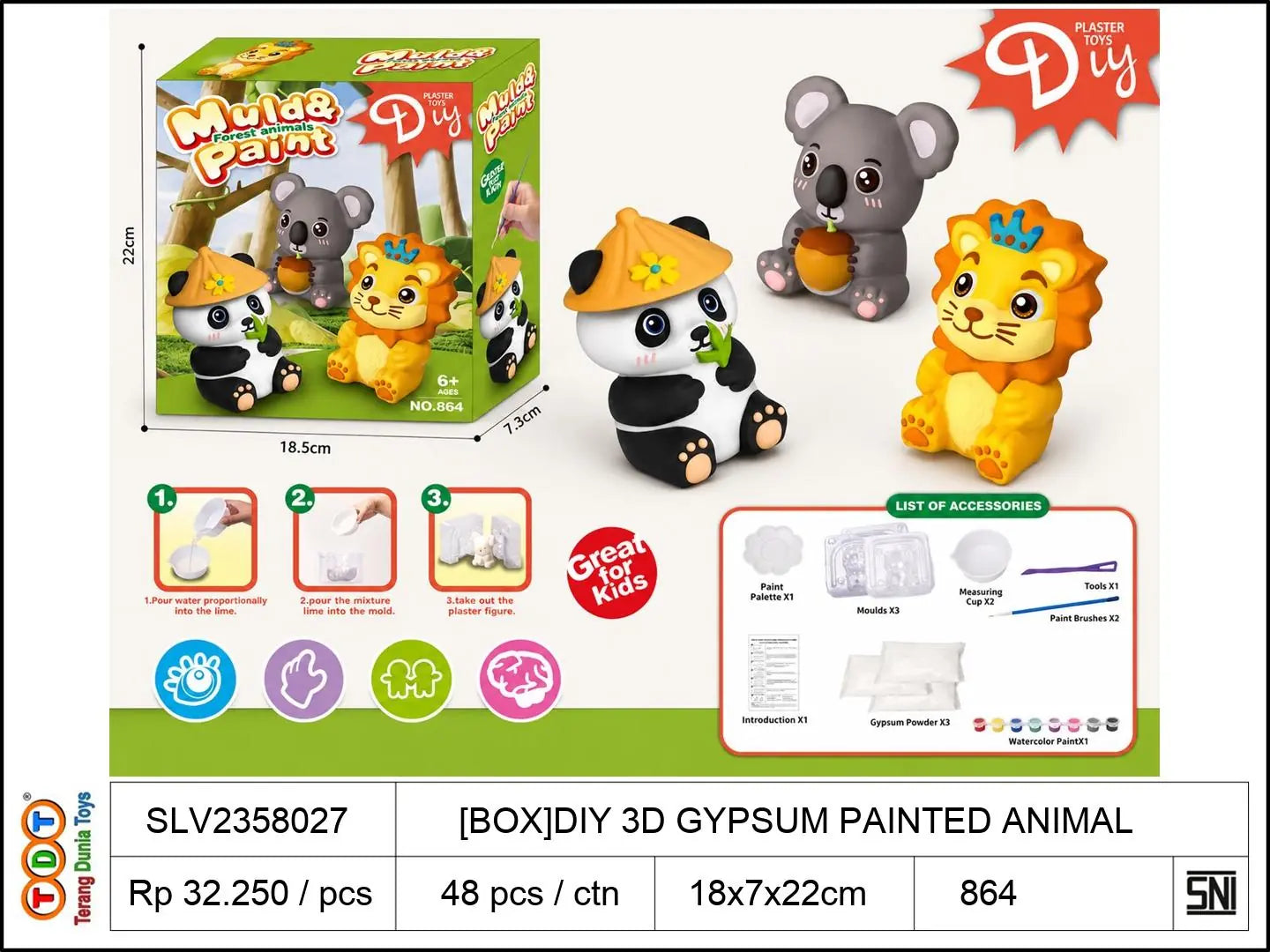 [BOX]DIY 3D GYPSUM PAINTED ANIMAL