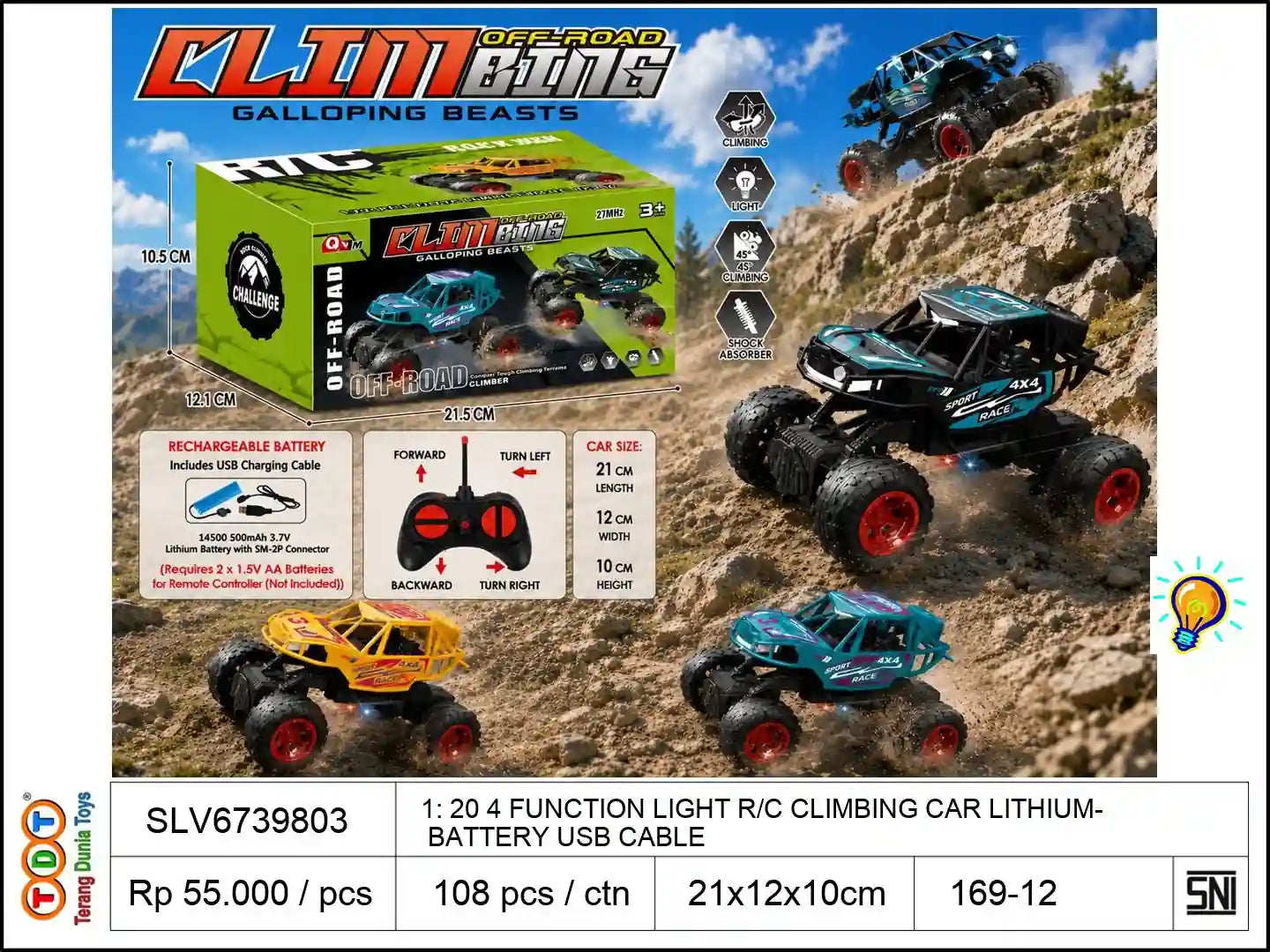 1: 20 4 FUNCTION LIGHT REMOTE CONTROL CLIMBING CAR WITH LITHIUM BATTERY USB CABLE