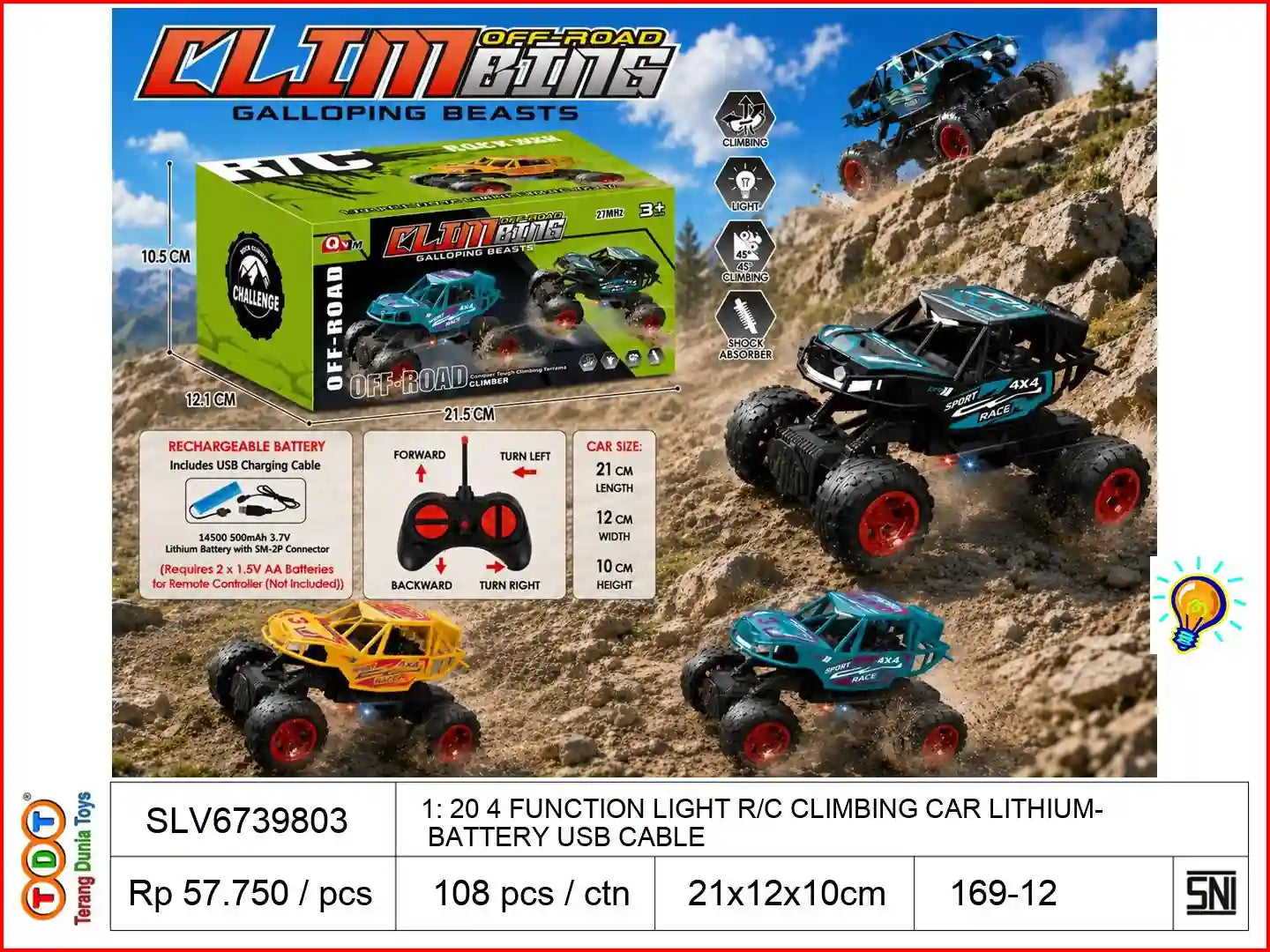 1: 20 4 FUNCTION LIGHT REMOTE CONTROL CLIMBING CAR WITH LITHIUM BATTERY USB CABLE
