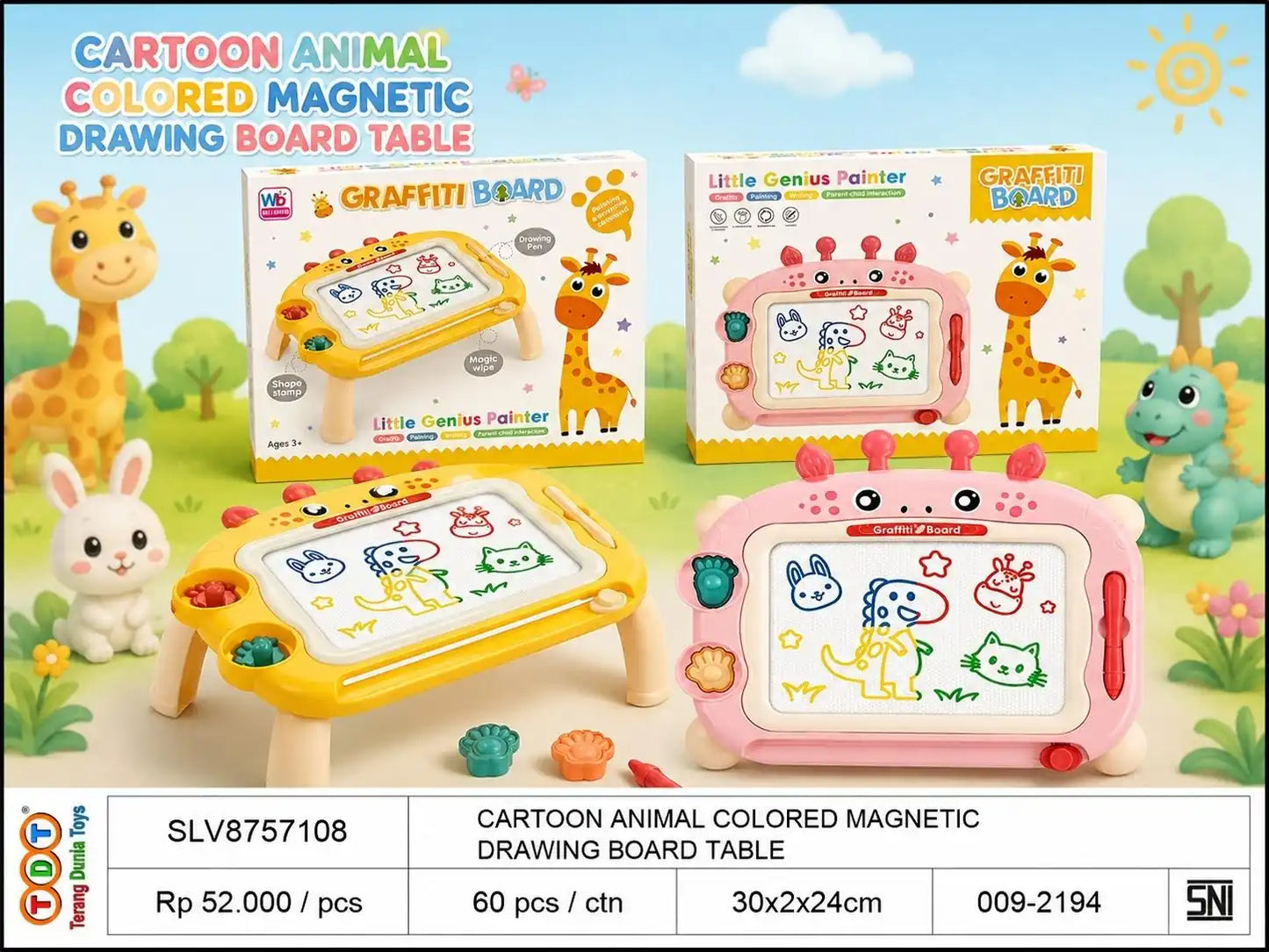 CARTOON ANIMAL COLORED MAGNETIC
DRAWING BOARD TABLE