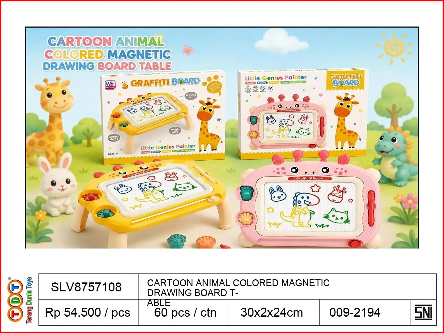 CARTOON ANIMAL COLORED MAGNETIC
DRAWING BOARD TABLE
