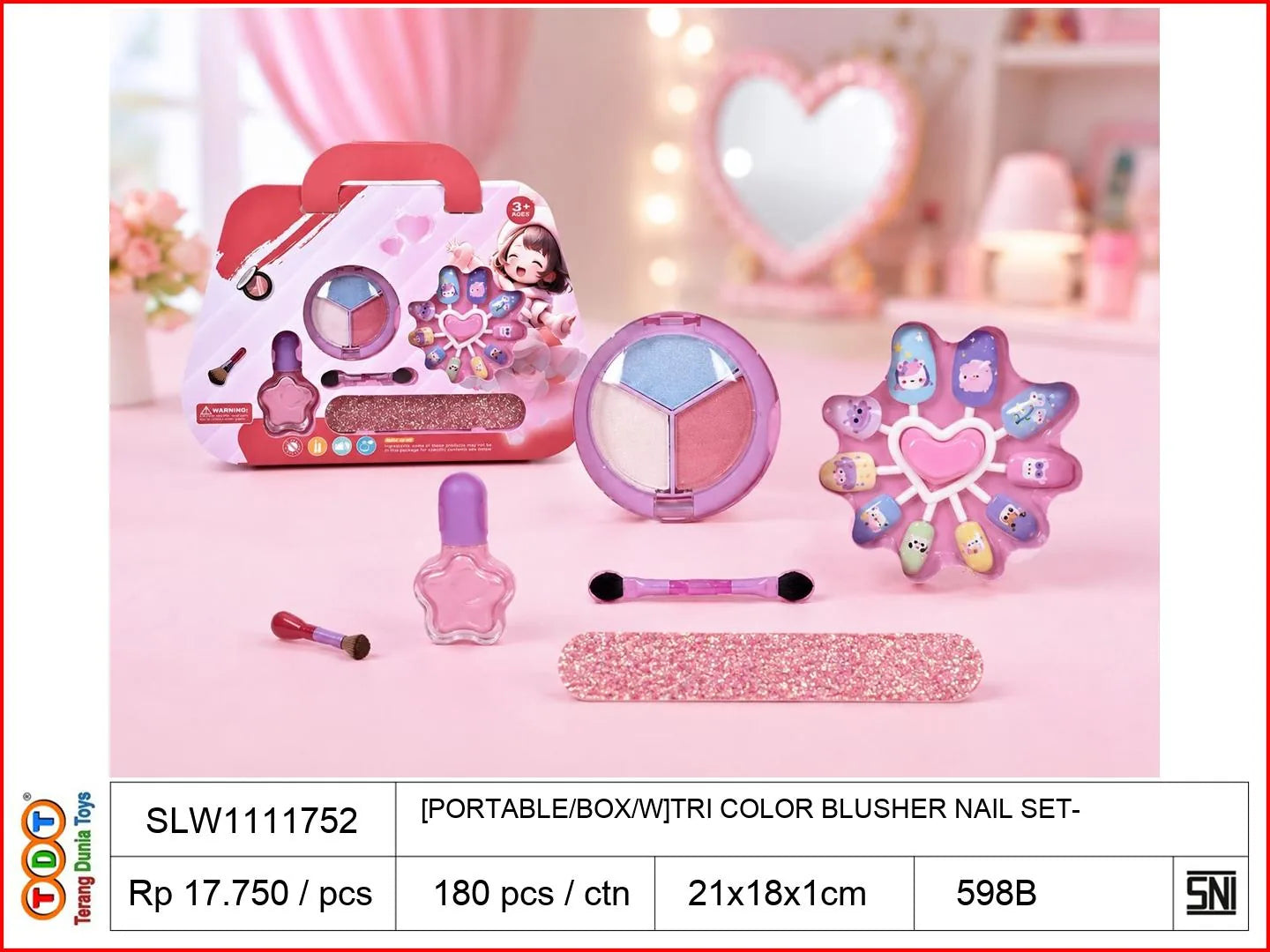 [PORTABLE/BOX/W]TRI COLOR BLUSHER NAIL SET