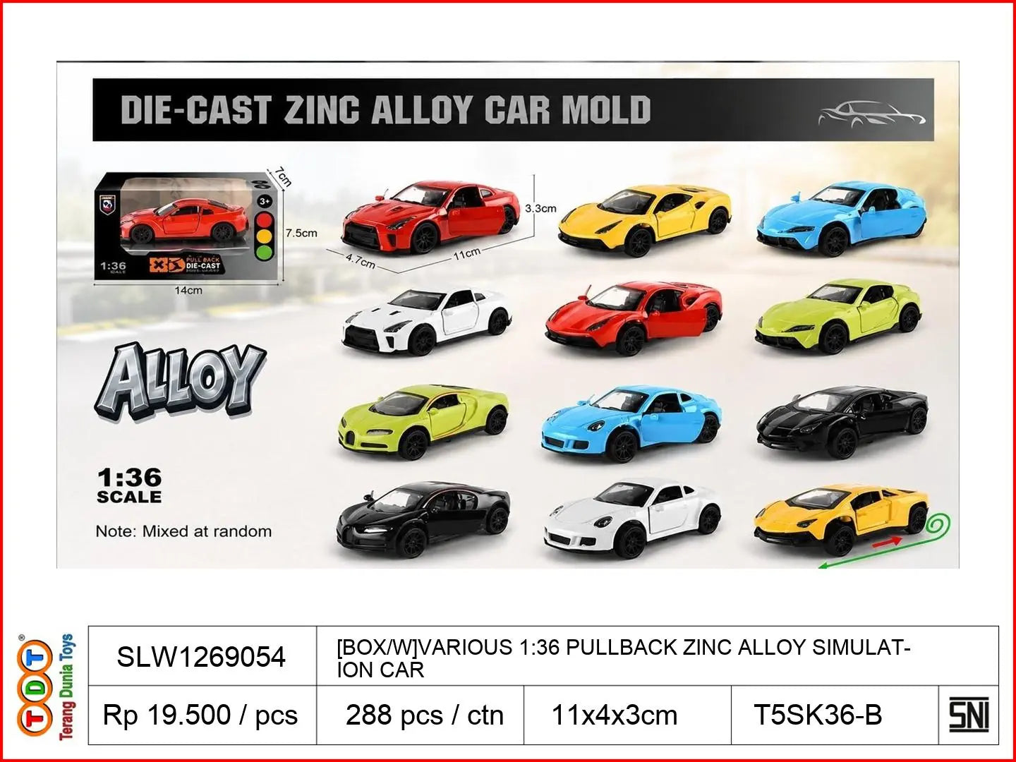 [BOX/W]VARIOUS 1:36 PULLBACK ZINC ALLOY SIMULATION CAR