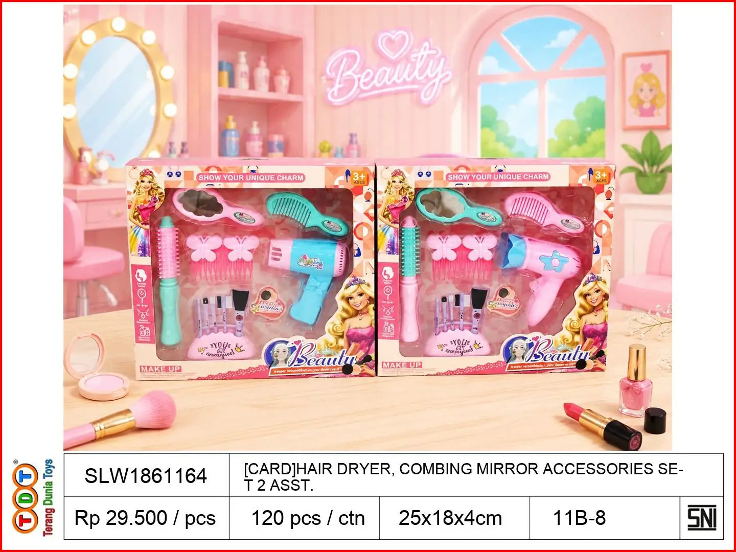 [CARD]HAIR DRYER, COMBING MIRROR ACCESSORIES SET 2 ASST.