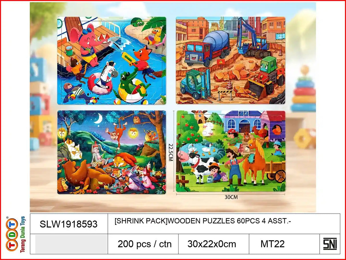 [SHRINK PACK]WOODEN PUZZLES 60PCS 4 ASST.

TAGS : MAINAN EDUKATIF PUZZLE PASEL JIGSAW BALOK KAYU 3D BONGKAR PASANG SUSUN GAMBAR EDUKASI LOGIKA ASAH OTAK MOTORIK ANAK