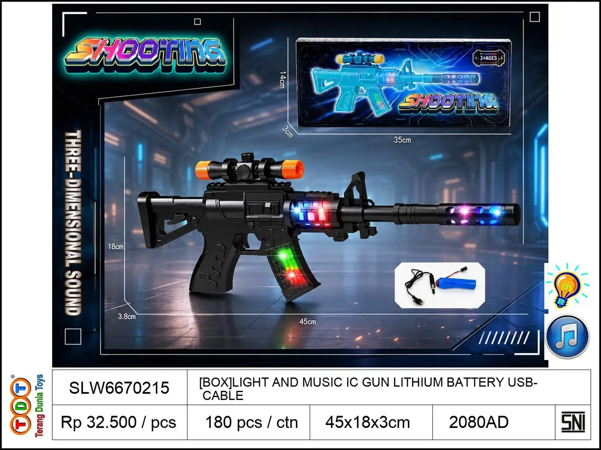 [BOX]LIGHT AND MUSIC IC GUN LITHIUM BATTERY USB CABLE