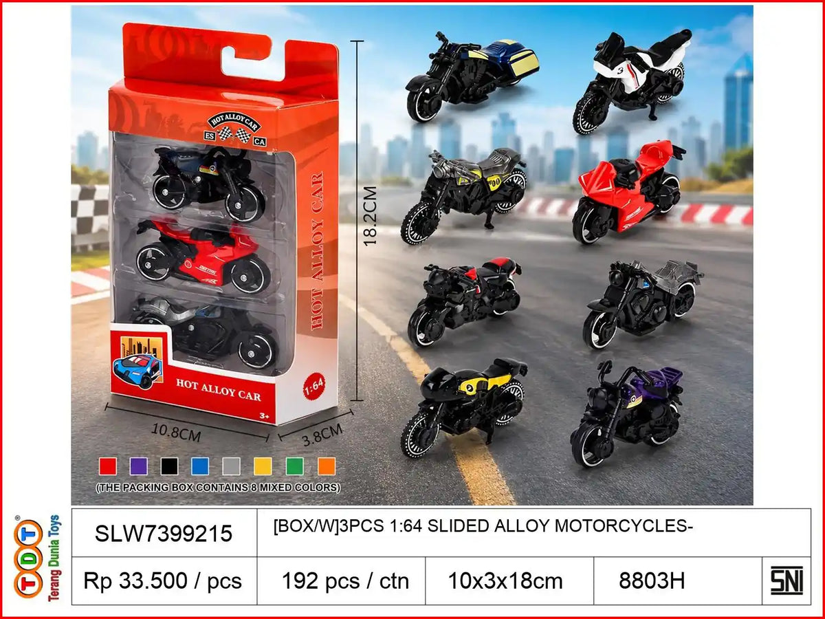 [BOX-W]3PCS 1:64 SLIDED ALLOY MOTORCYCLES