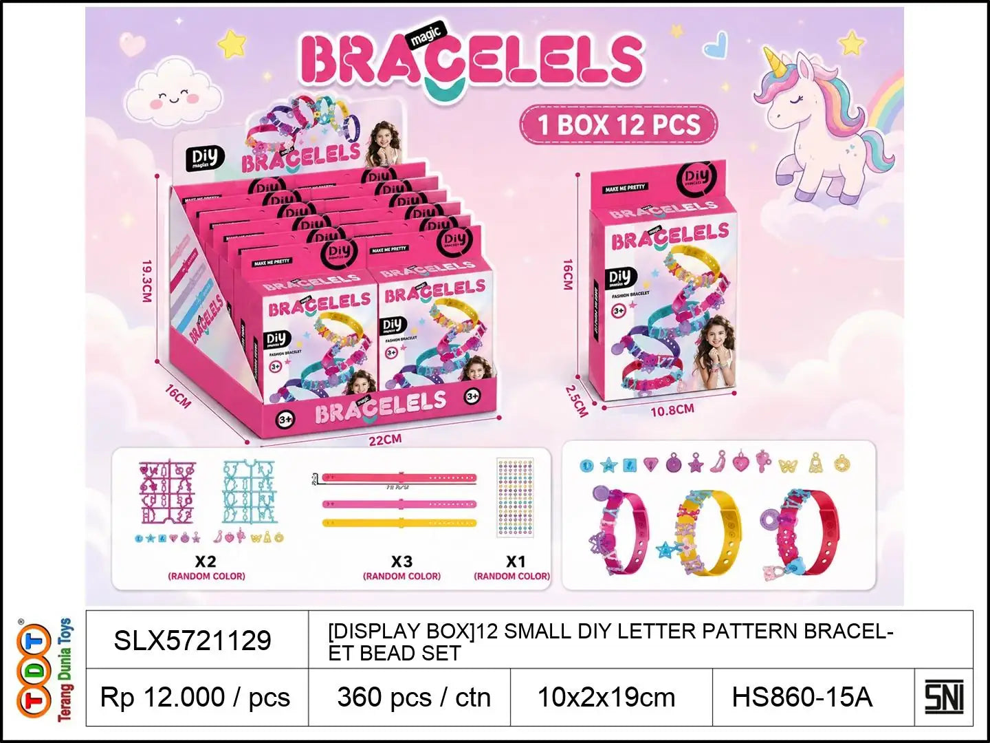[DISPLAY BOX]12 SMALL DIY LETTER PATTERN BRACELET BEAD SET