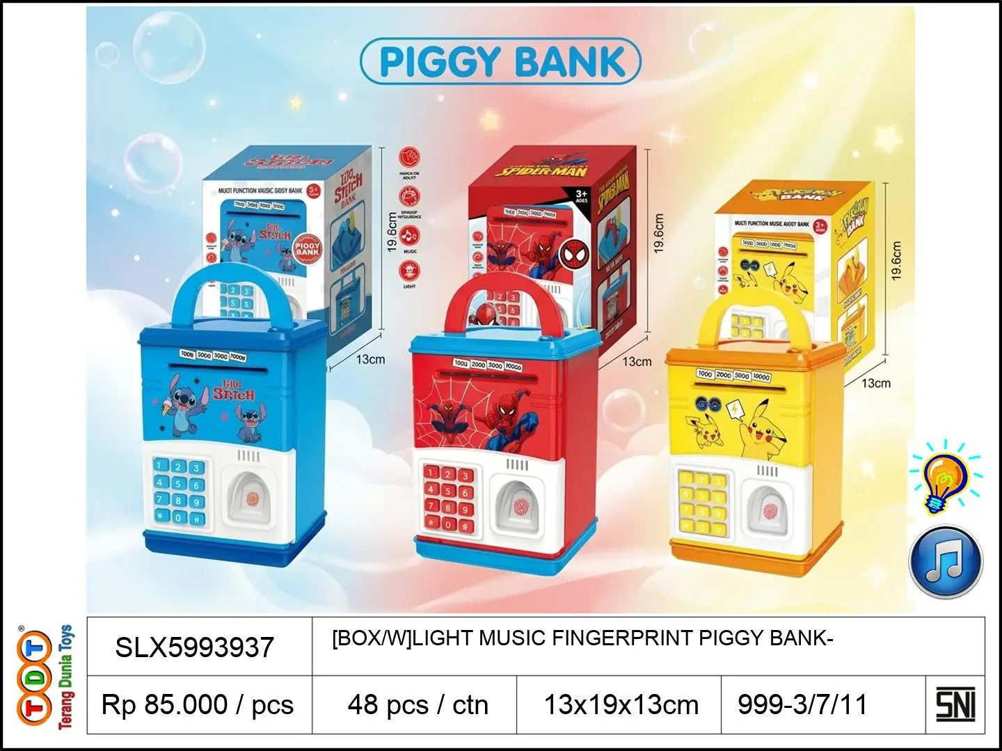 [BOX/W]LIGHT MUSIC FINGERPRINT PIGGY BANK