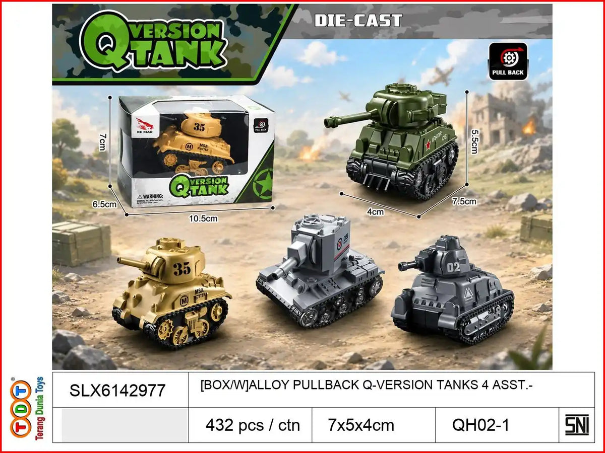 [BOX-W]ALLOY PULLBACK Q-VERSION TANKS 4 ASST.

TAGS : KENDARAAN MAINAN MOBIL MOBILAN DIECAST METAL BESI ALLOY KOLEKSI MINIATUR PAJANGAN HOTWHEELS HOT WHEELS SKALA PINTU BUKA PULL BACK