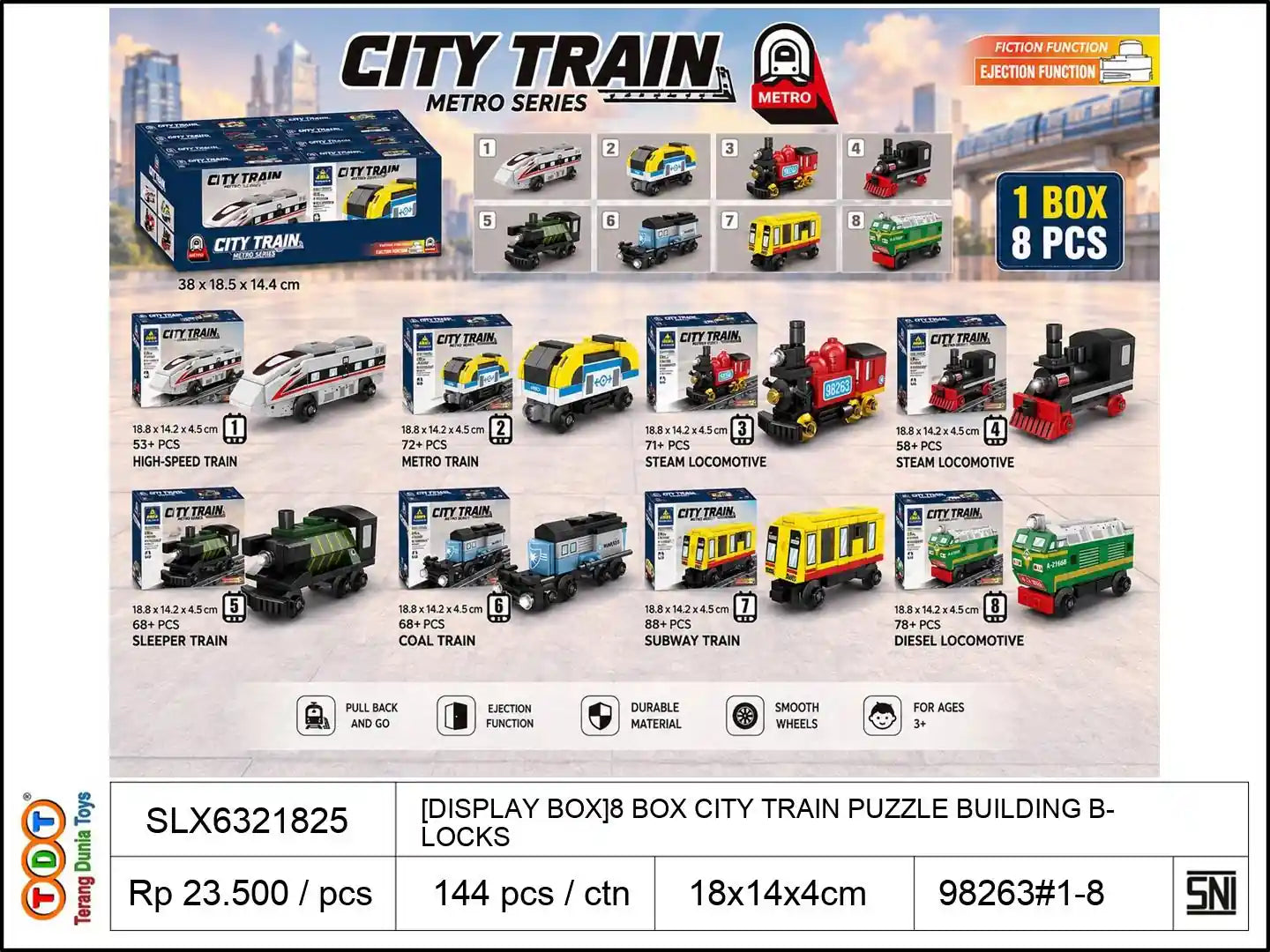 [DISPLAY BOX]8 BOX CITY TRAIN PUZZLE BUILDING BLOCKS