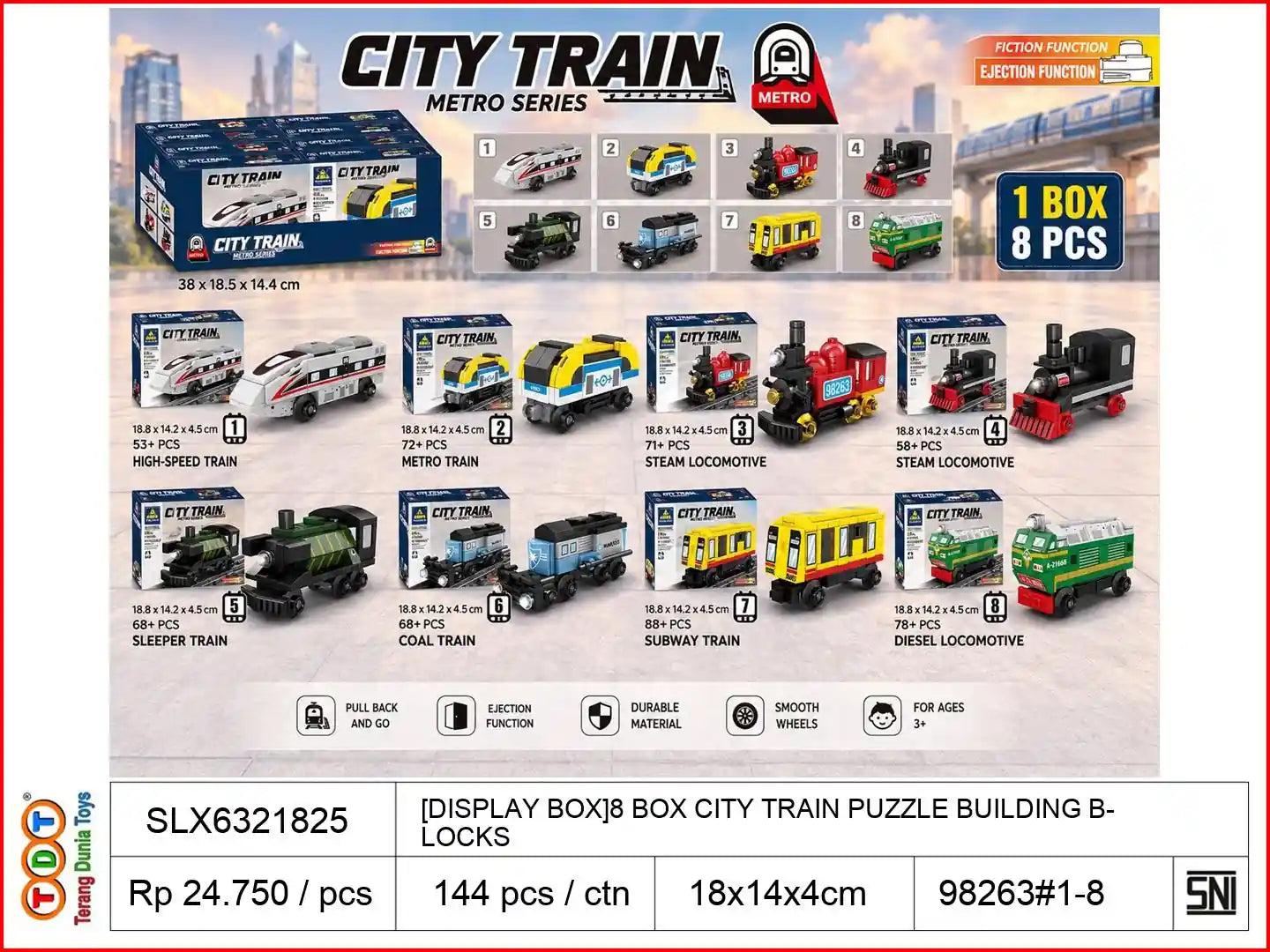 [DISPLAY BOX]8 BOX CITY TRAIN PUZZLE BUILDING BLOCKS