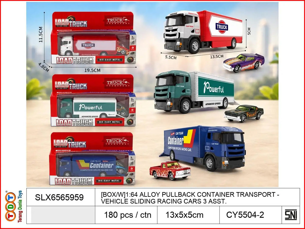 [BOX-W]1:64 ALLOY PULLBACK CONTAINER TRANSPORT VEHICLE WITH SLIDING RACING CARS 3 ASST.

TAGS : KENDARAAN MAINAN MOBIL MOBILAN DIECAST METAL BESI ALLOY SET ISI BANYAK PAKET KOLEKSI MINIATUR HOTWHEELS HOT WHEELS KONTAINER TRUK GARASI