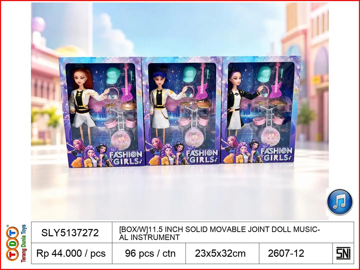 [BOX-W]11.5 INCH SOLID MOVABLE JOINT DOLL WITH MUSICAL INSTRUMENT