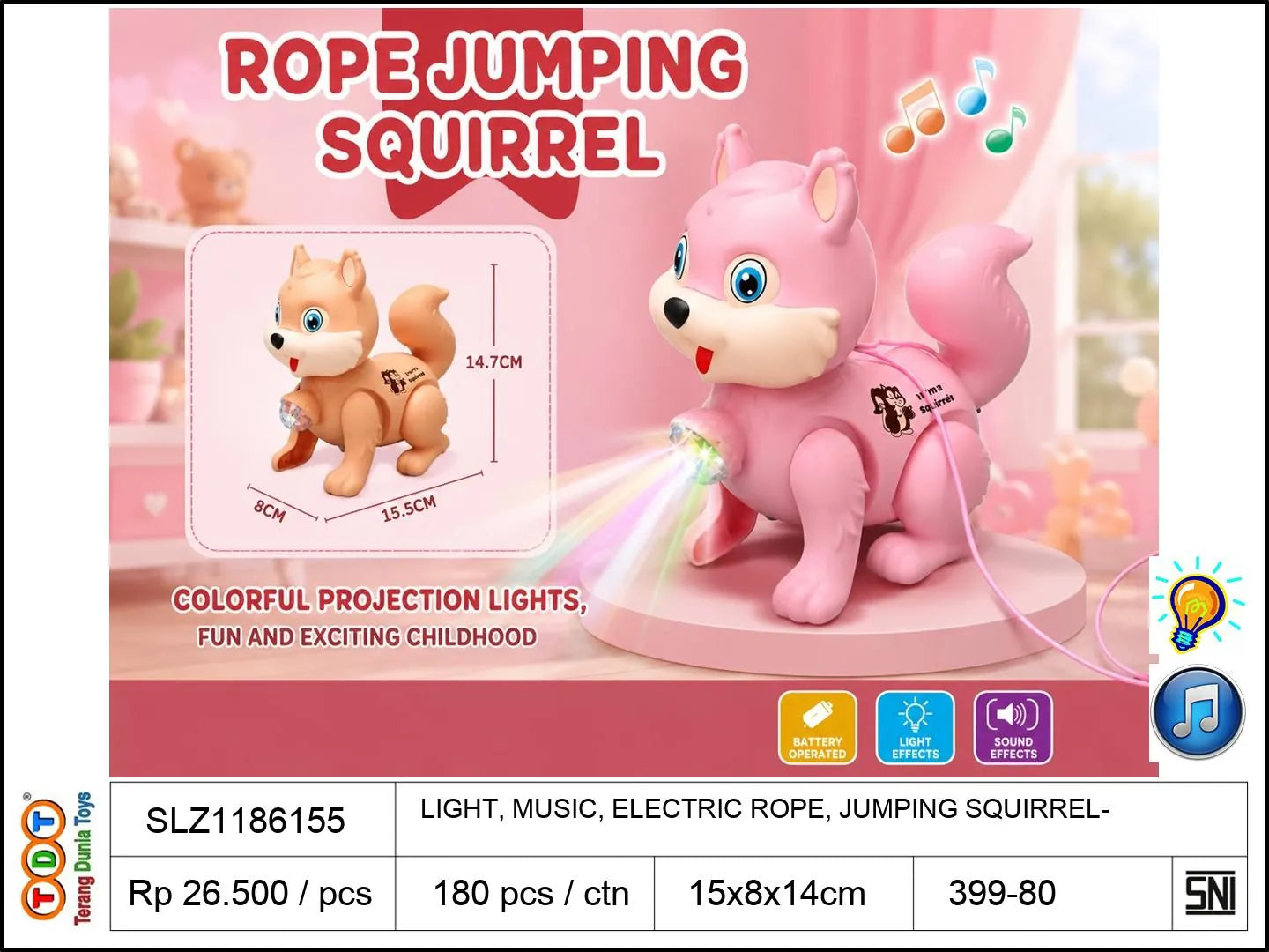 LIGHT, MUSIC, ELECTRIC ROPE, JUMPING SQUIRREL