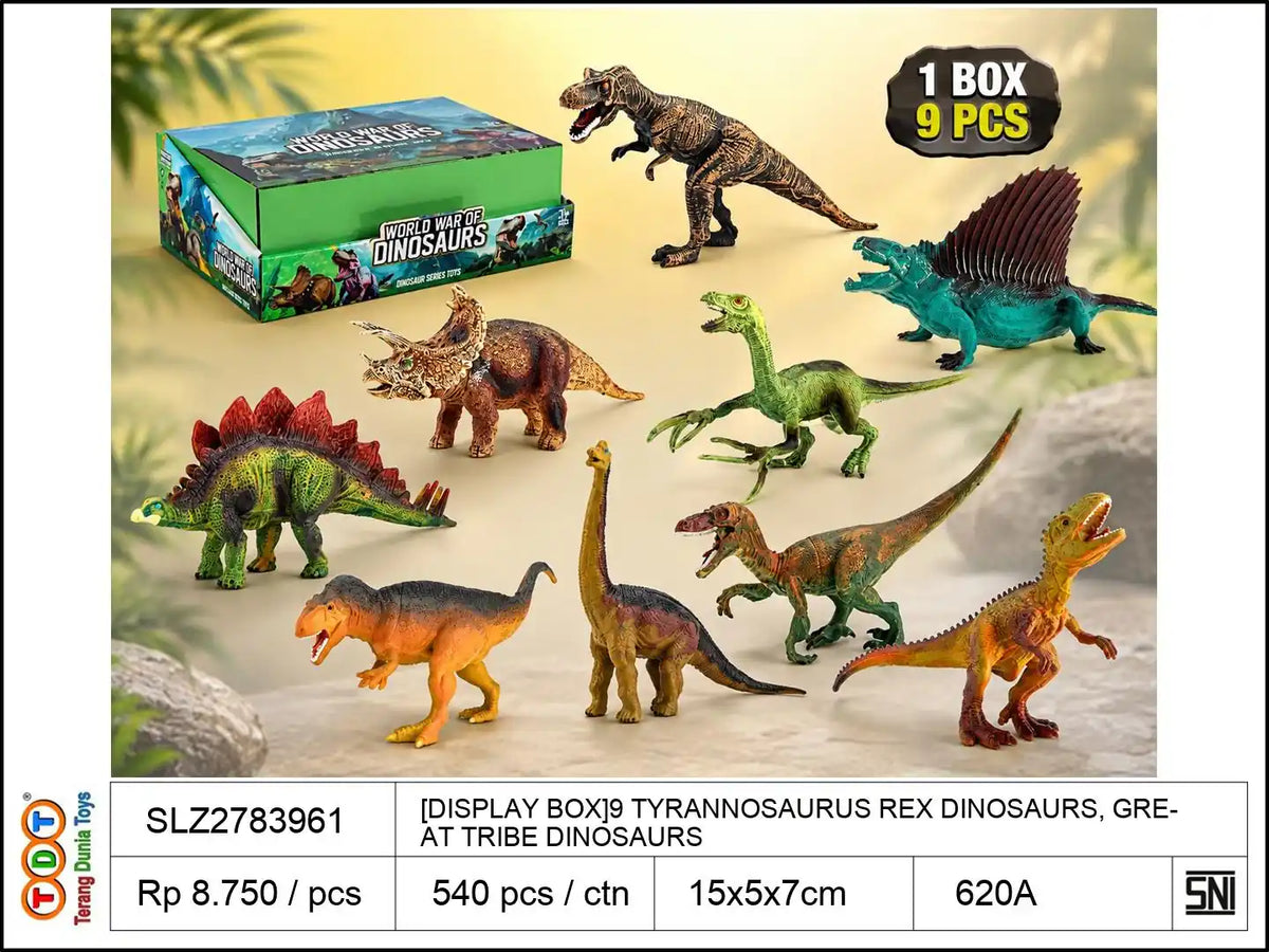 [DISPLAY BOX]9 TYRANNOSAURUS REX DINOSAURS, GREAT TRIBE DINOSAURS