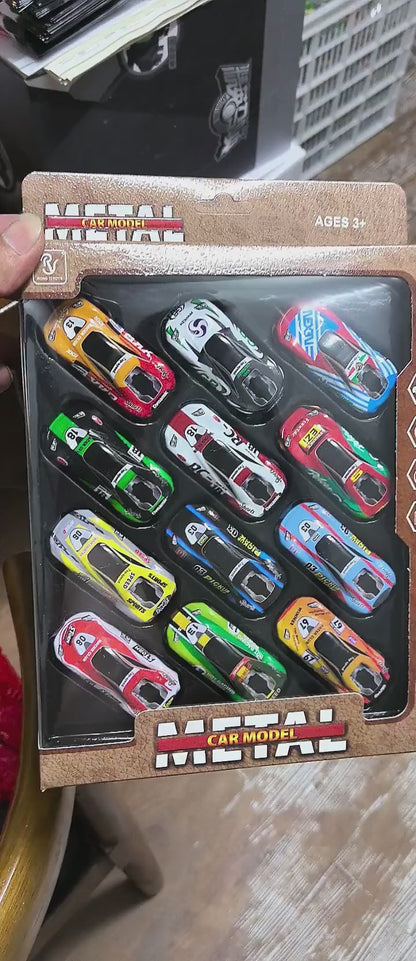 [BOX/W]12PCS 6.8CM ALLOY PULLBACK IRON SHEET CARS