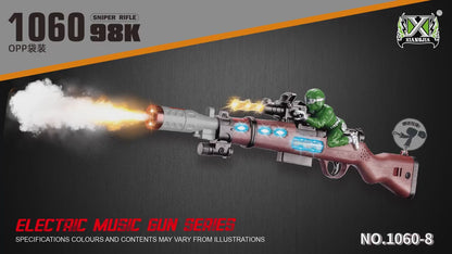 SPRAY BLACK ELECTRIC GUN WITH LIGHTS, GUNSHOTS, ACTION